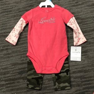 NWT Carter’s 6 month onesie with camo pants